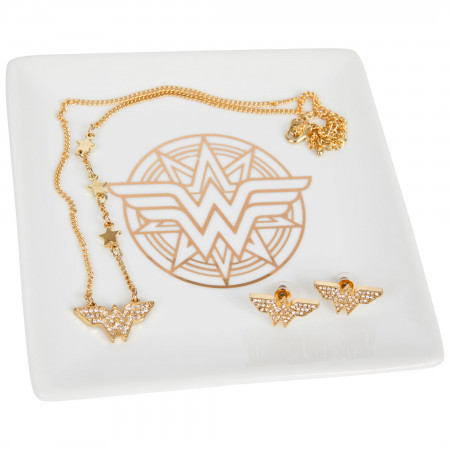 Wonder Woman Symbols Earrings and Necklace Set